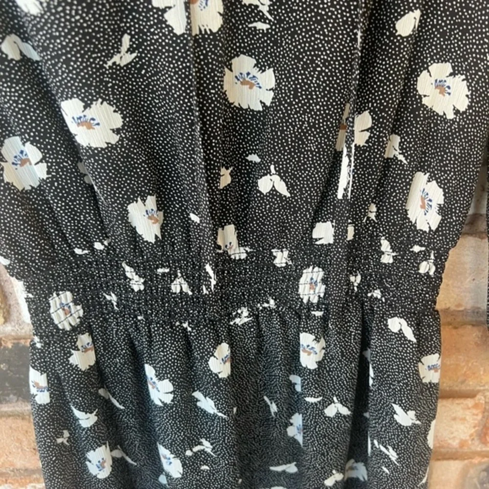 J.Crew factory black and white floral long sleeve dress
